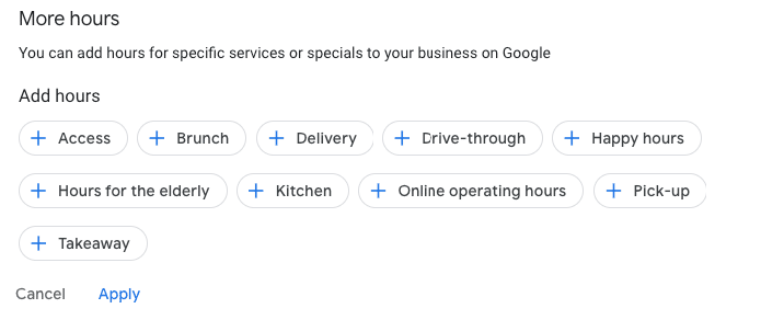 google my business more hours feature